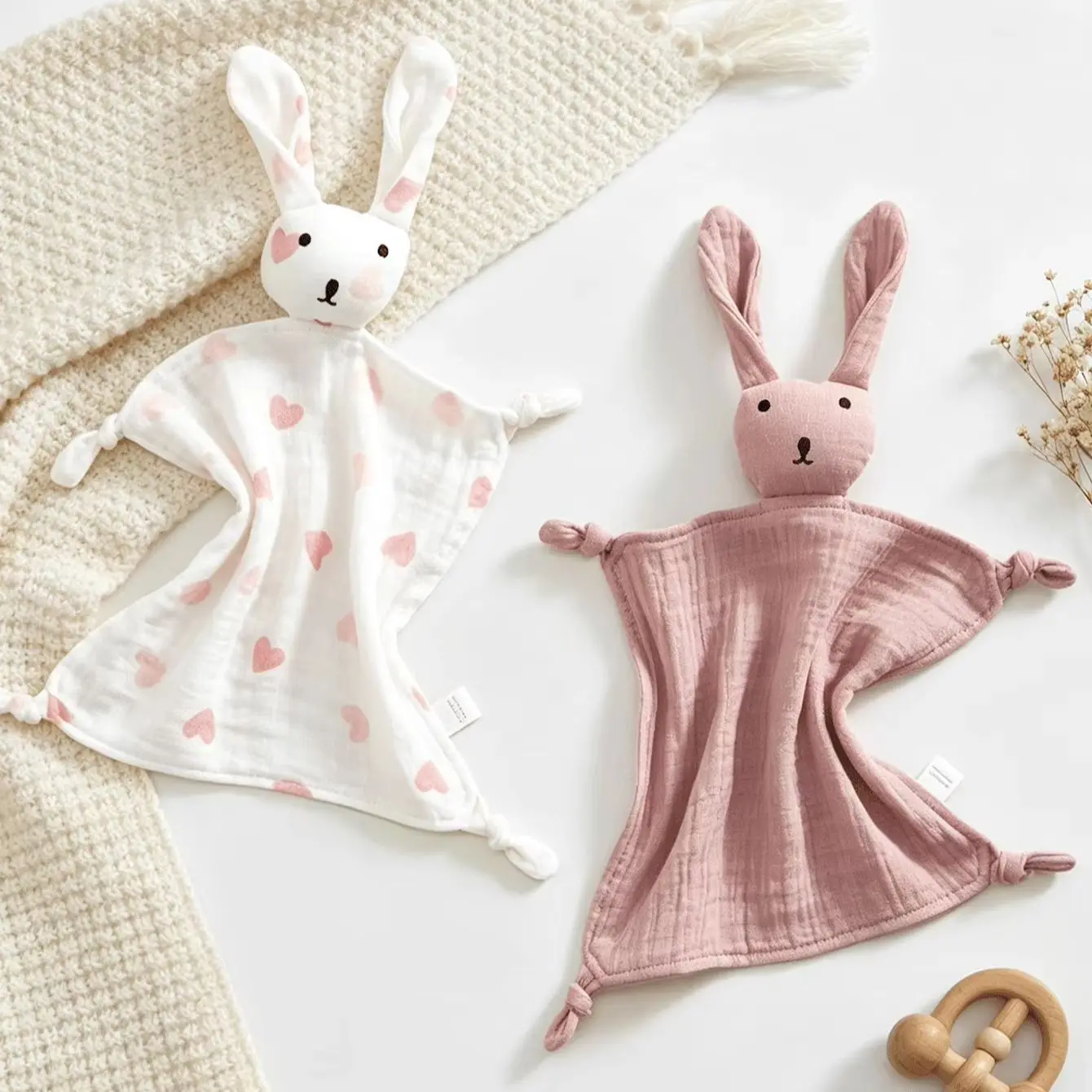 2Pcs Muslin Baby Soothing Towels, Soft Newborn Blanket, Baby Comfort Swaddle, Stylish Kids Soothing Towel, Bibs