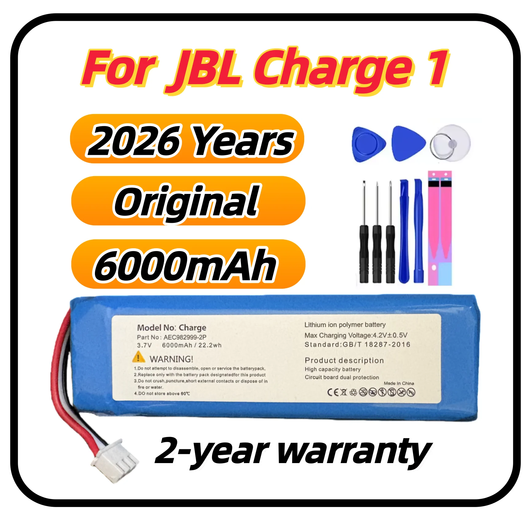 

2026 Years Original Battery For JBL Charge 1 2 3 4 5 6 Mini audio battery Rechargeable battery replacement GSP1029102A