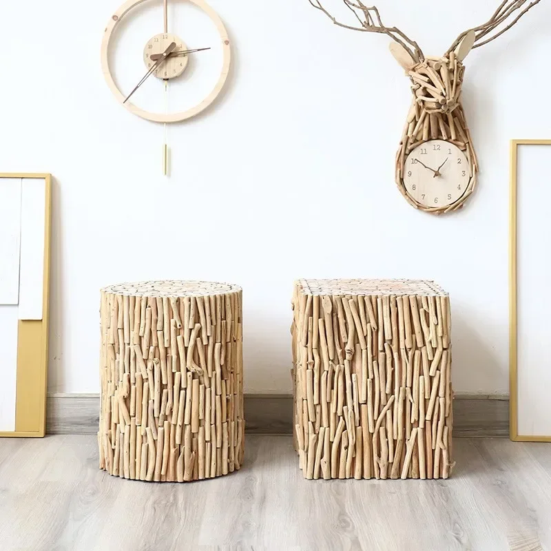 Solid wood household adult small creative living room sofa stool shoe stool square stool Nordic simple modern dining tabl