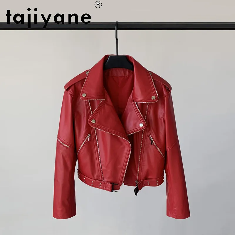 TAJIYANE 本革ジャケット女性 100% シープスキンショートジャケット 2025 新しいアウターウェア春女性服 дубленка
