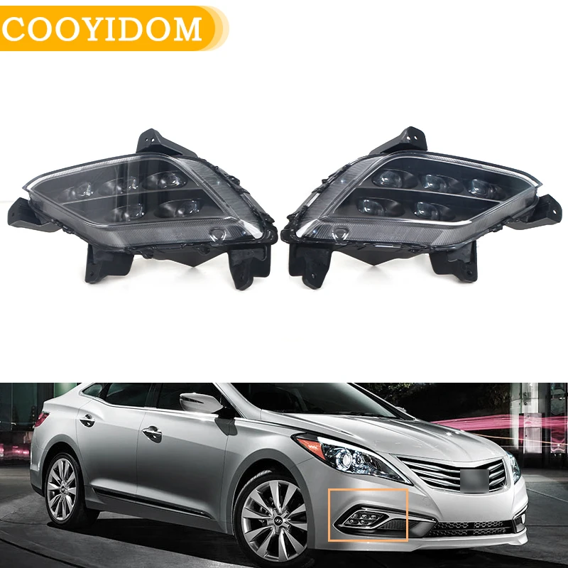 

Car LED DRL Daytime Running Light front bumper Fog Lights Lamp Headlight driving lamp for Hyundai Azera grandeur 2015 2016