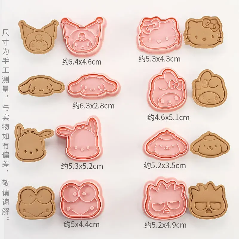 8 pz/set stampo per biscotti Sanrio 3D Cartoon Biscuit Cinnamonroll Kuromi hellobyke Anime Figure accessori per la cottura fai da te Cutter Custom