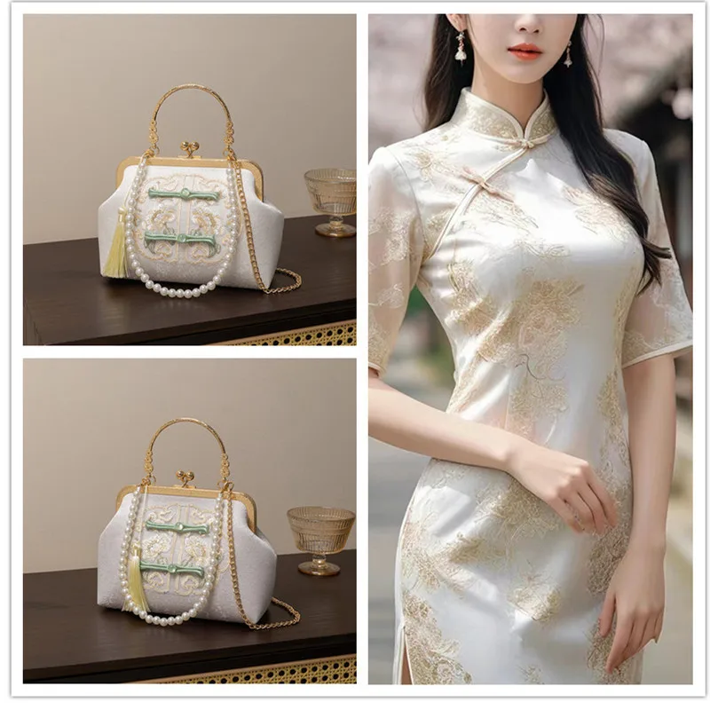 New Style Style Embroidery Handbag Female Spring Satin Elegant Women's Bag Matching Horse-Face Skirt Cheo