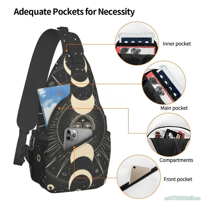 Moon Star Mystic Sun Astrology Tarot Goth Sling Backpack Unisex Chest Bags Crossbody Travel Hiking Daypack Casual Shoulder Bag