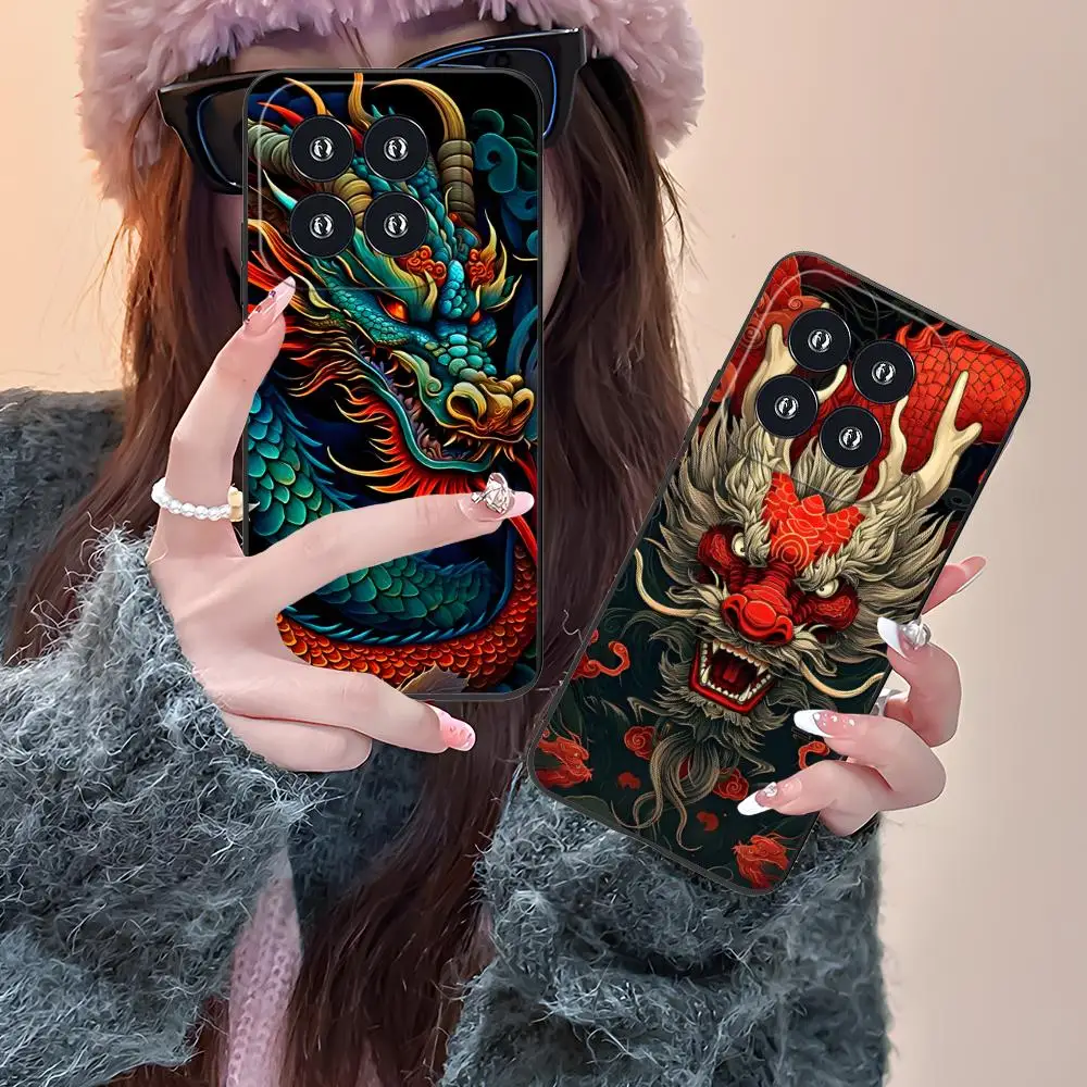 

East Orient Dragon Mobile Phone Case for Xiaomi 15 14 13 12 Mi 11 T Ultra Lite Pro S X 5G Colour Printing Pretty Cover Luxury
