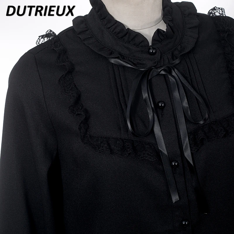 Casual Blouse Female Mine Series Mass-Produced Women's Tops Spring and Autumn New Ruffled Doll Collar Long Sleeve Shirt