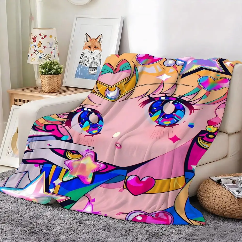 Anime S-SailorS Moon Throw Flannel Blanket Warm Cozy Throw For Bed Sofa Office Travel All Season