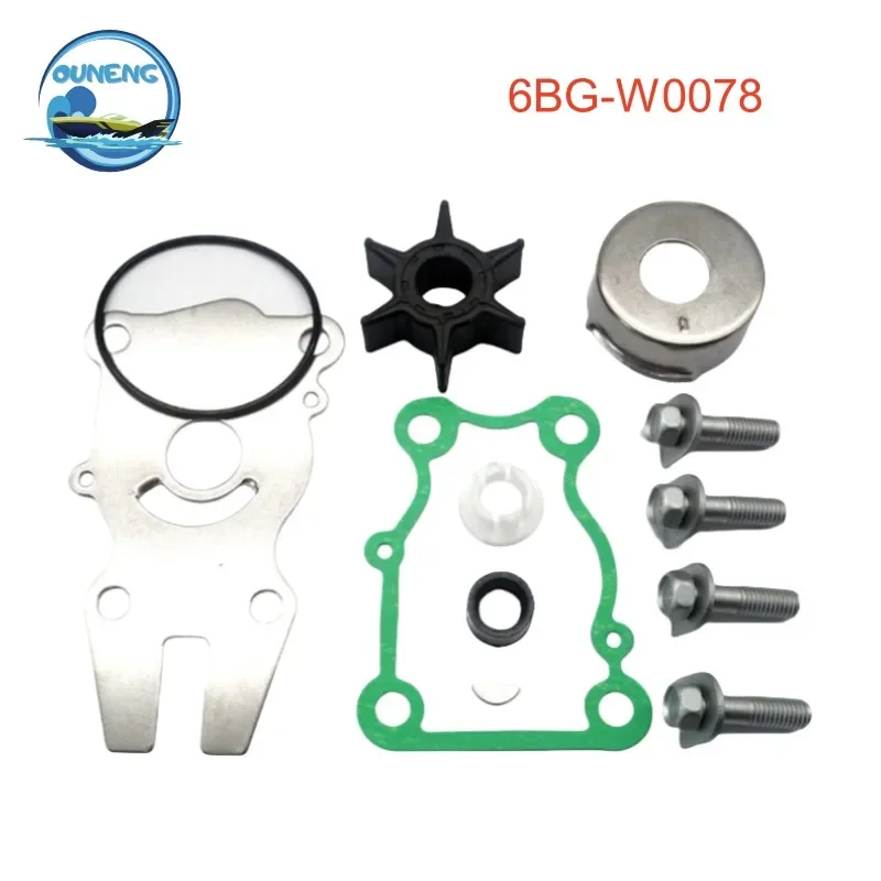 6BG-W0078 Outboard Water Pump Impeller Repair Kit Yama-ha 4 Stroke 30HP 40HP F30 F40A Boat Engine 6BG-W0078-00-00 6BG-W0078-01