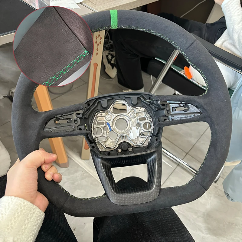 Voor Audi Q3 Geschilderd Zwart Semi Volledig Platte Rode Stiksels Bodem Sportstuur