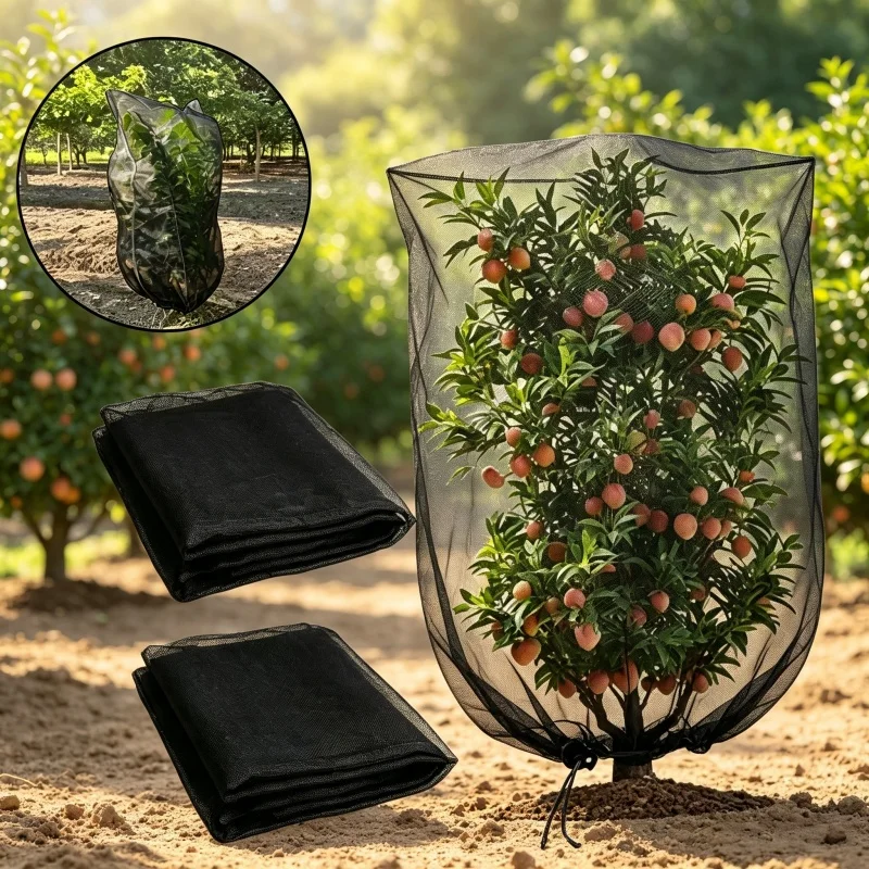 Fruit Tree Protective Net Bags with Drawstring Bird Insect Bird Barrier Netting Mesh Cover for Trees Bushes Flower Protection