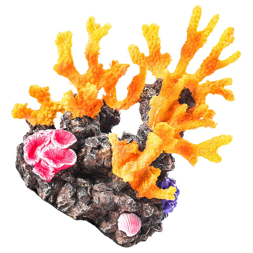 Artificial Coral Reef Aquarium Decor Realistic Resin Fish Tank Ornament with Hiding Cave