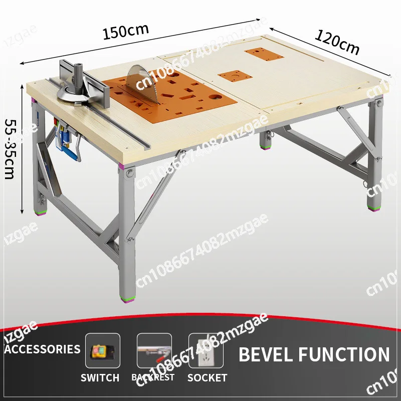220V Portable Worktable Saw, Small Lifting Table, Folding Saw Bench, Woodworking Workbench, Multi-Functional Slide Table, Saw