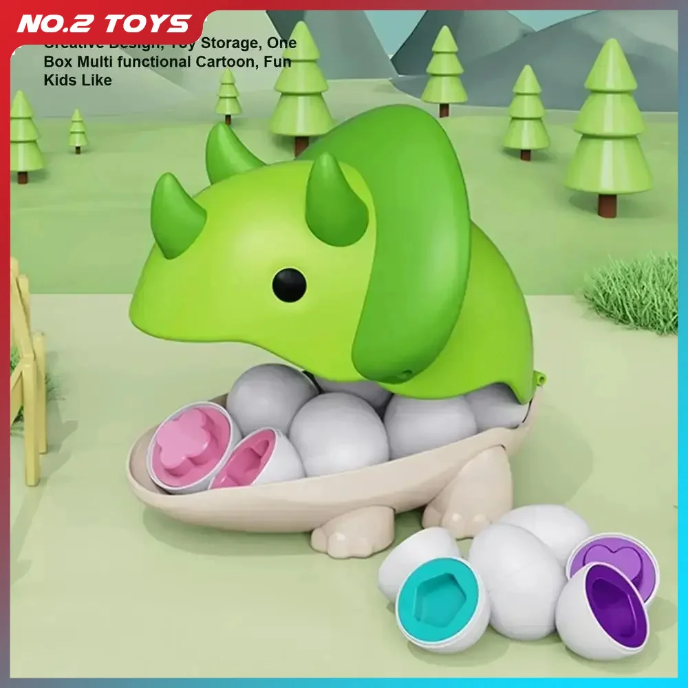 Forma de ovo de dinossauro correspondência reconhecimento de cor torcido ovo triceratops caixa de armazenamento brinquedos das crianças do bebê infantil brinquedo de aprendizagem precoce