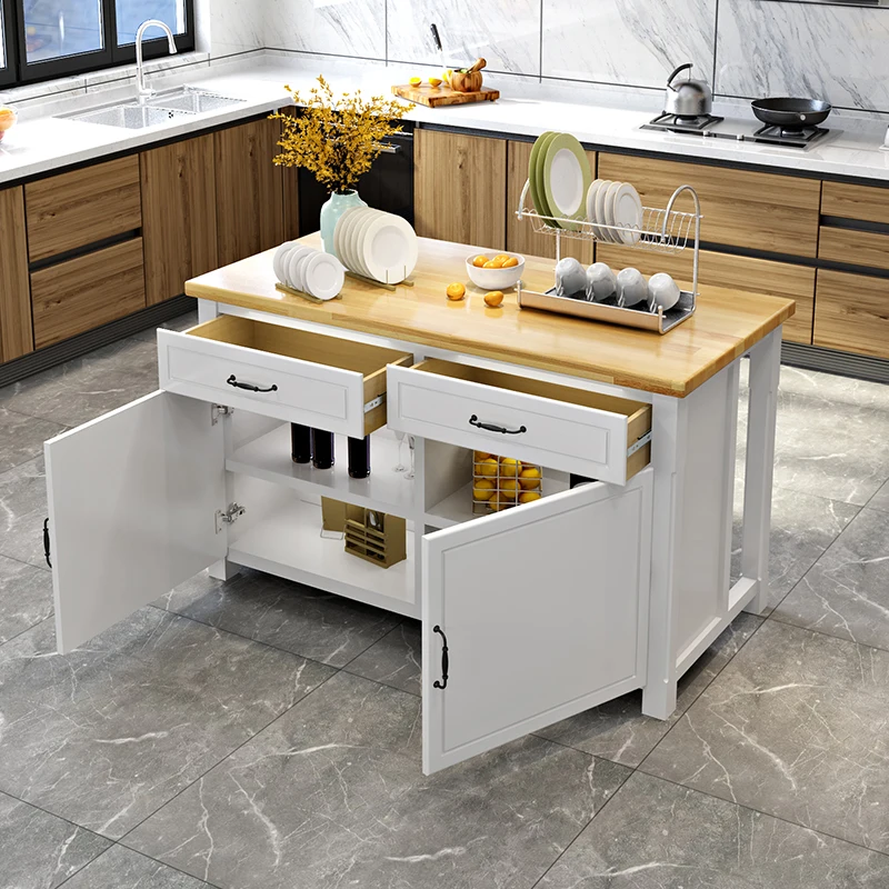 Kitchen Cooking Table Cutting Table Multifunctional Console Side Cabinet Solid Wood Nakajima Desk Household Bar Table Partition