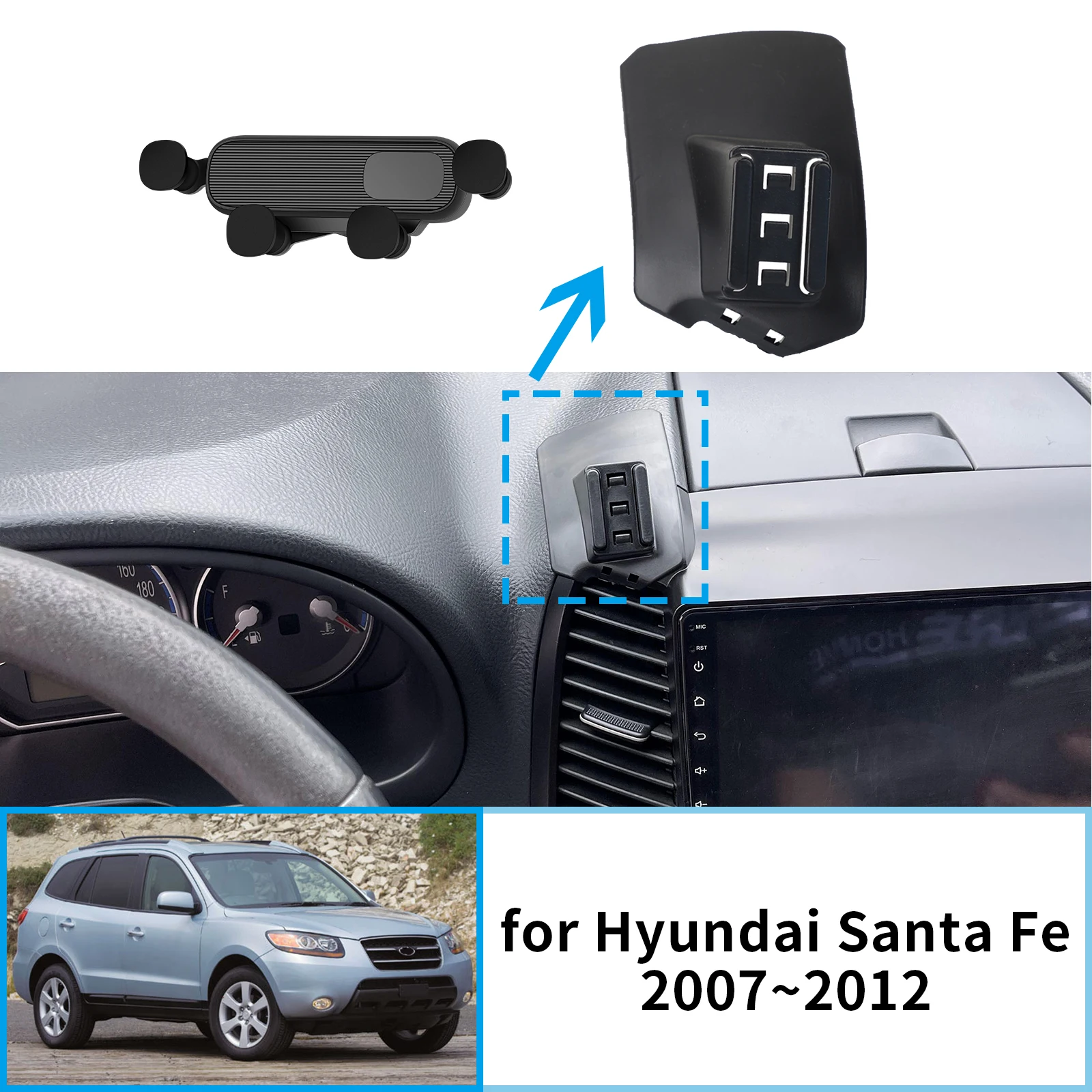 

Car Mobile Phone Holder for Hyundai Santa Fe 2006 2007 2008 2009 2010 2011 2012 GPS Bracket Navigation Stand Auto Accessories