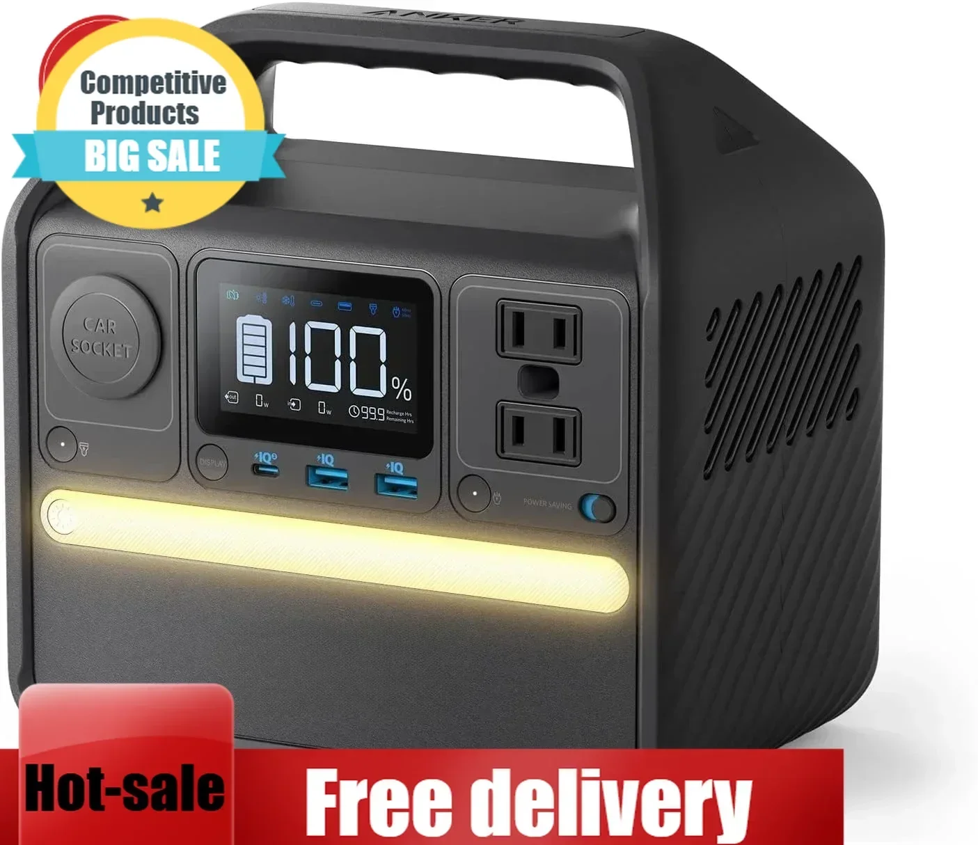 

Home Backup-Premium 521 Portable Power Station Upgraded With LiFePO4 Battery, 256Wh 6-Port PowerHouse, 300W (Peak 600W) Solar Ge