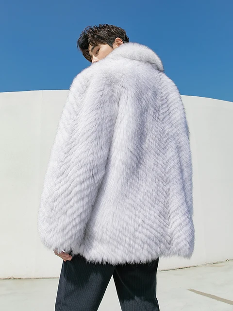 2022 winter men s fox fur coat natural blue fox skin jacket luxury male fox fur outfit nice quality AliExpress