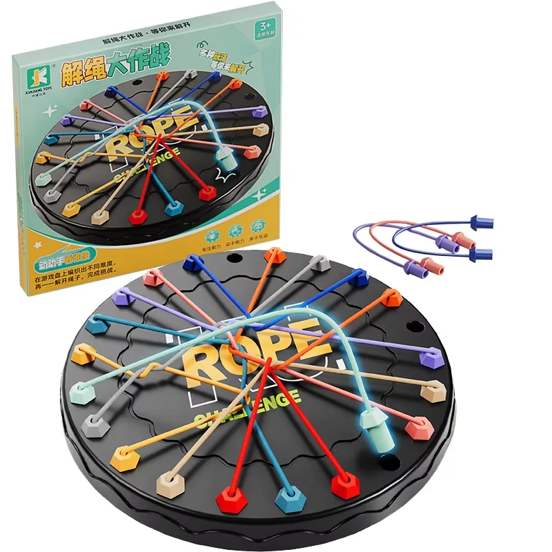 Kid Rope Knots Puzzle Social Board Game Color Line Twisted Connected Ropes Sorting Logic Thinking Challenge Strategy Table Game