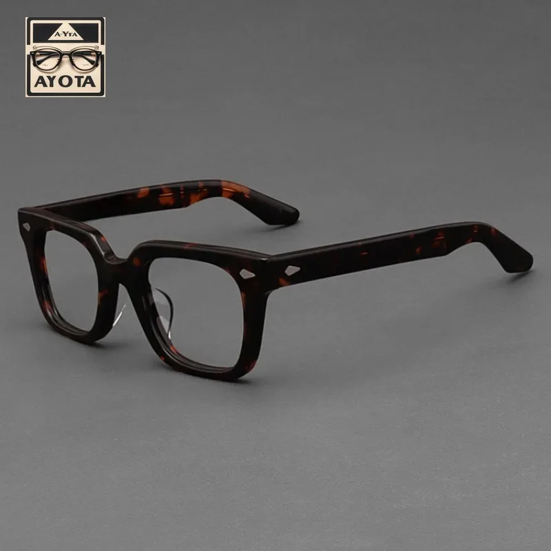 Square Retro Square Glasses Frame Men's Designer Brand Acetate Tortoiseshell Optometry Reading Prescription Eyewear for Women