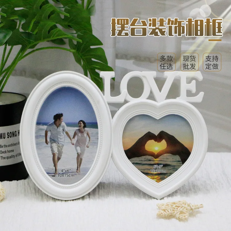 

European 2 Combination Picture Frame Table Love Circular Size Multi-photo Placement Table Picture Frame Family Picture Frame