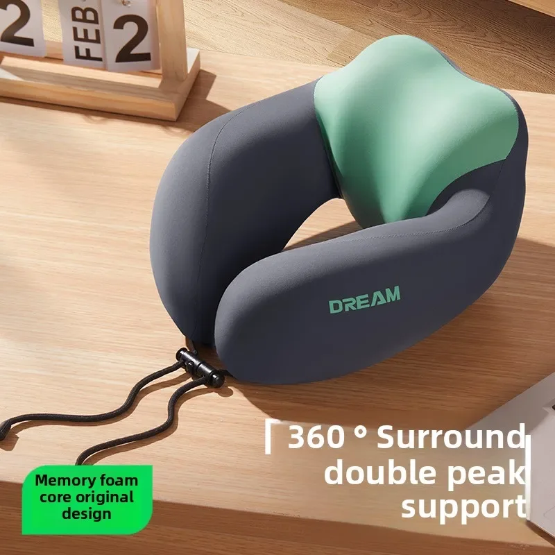U-förmiges Nackenkissen aus Memory-Schaum für Reisen und Flugzeuge – ergonomisches Nackenstützkissen mit tragbarem, waschbarem Designbezug