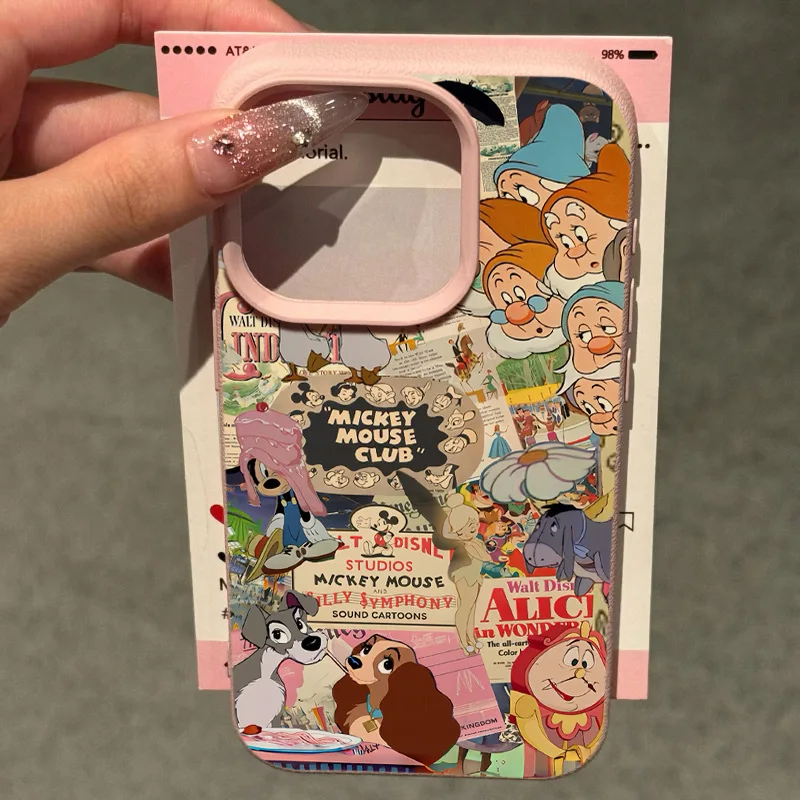 2025 Super Hot Ins Style Cute Anime Newspaper Suitable For Apple Phone Case New Leather Pattern Anti Shock And Anti Drop