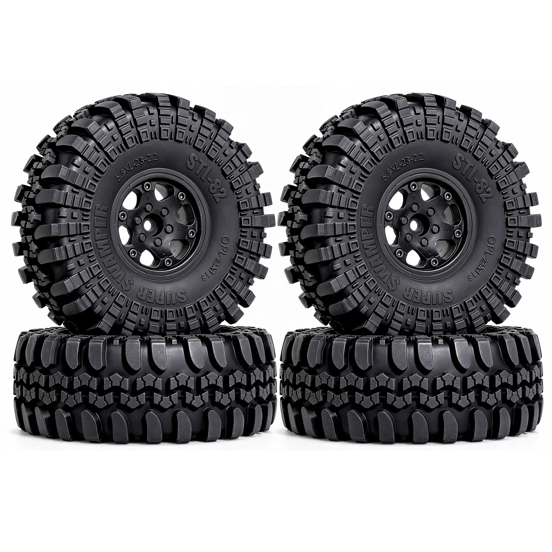 RED SPIDER 4Pcs 148mm 2.2" RC Crawler Rubber Tires Assembled Plastic Wheel HubsKit for 1/10 Scale Wraith RR10 TRX6 Model Car