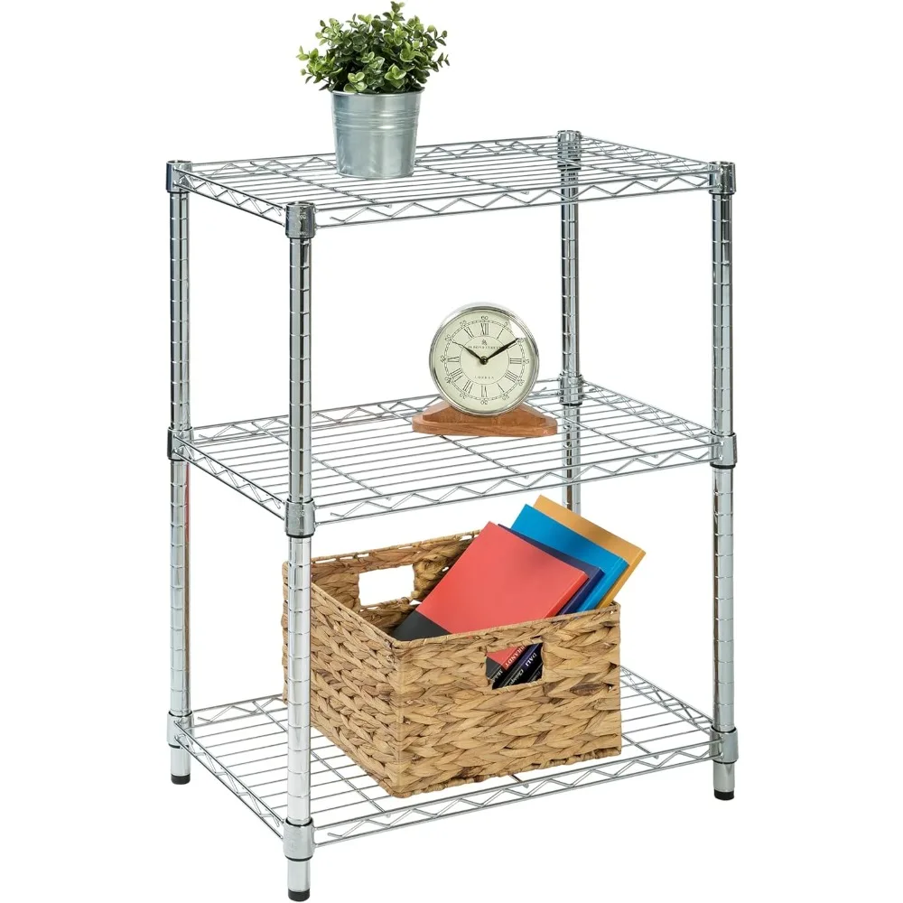 Prateleiras de armazenamento ajustáveis, Honey-Can-Do, Chrome, 250 libras por prateleira, 3-Tier, 24Lx14Wx30H, SHF-01903