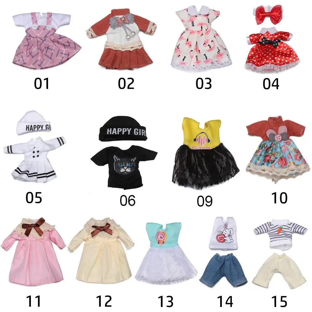Wielostylowe ubranka do domku dla lalek, ręcznie robione, skala 1/8 BJD, stroje i akcesoria, gra w przebieranie, sukienki dla lalek 16~17 cm
