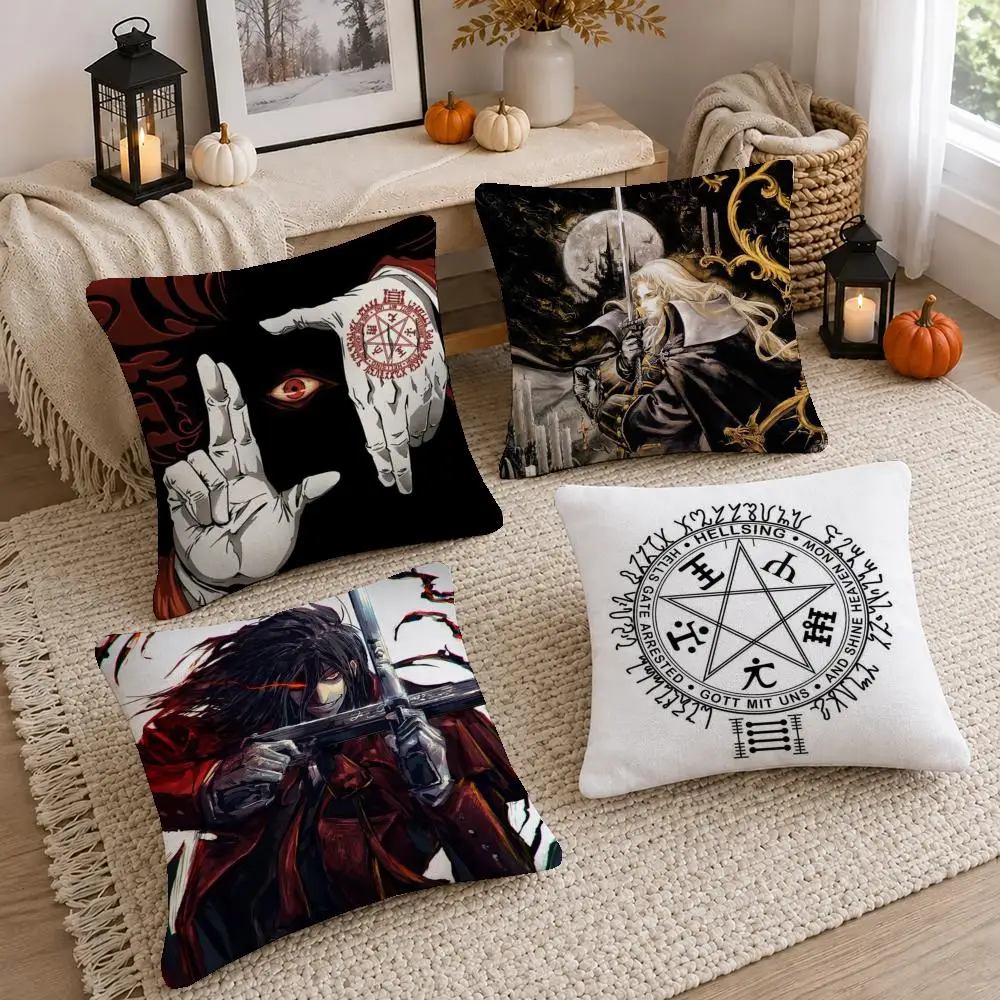 Dark Game Castlevania Cushion Cover Short Plush Pillow Cover, Washable Wrinkle-Resistant for Sofa Bedroom Decor Gift