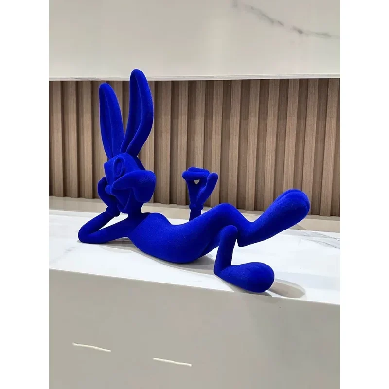 Klein Blue Rabbit Ornament TV Armário de vinho Decoração de arte sofisticada