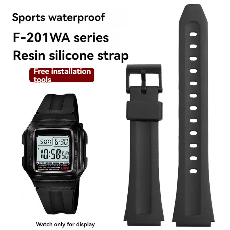 For Casio AE-1200 A168 A159 AE1200 AQ230 F-201W F-201WA DB-36 WS-300 Electronic Watch Black Strap Resin Silicone Watchband 18mm
