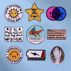 Mindset Matters Enamel Pin Best Friend Brooch Mental Health Awareness Badge Fashion Lapel Pin Clothes Bag Accessories Jewelry