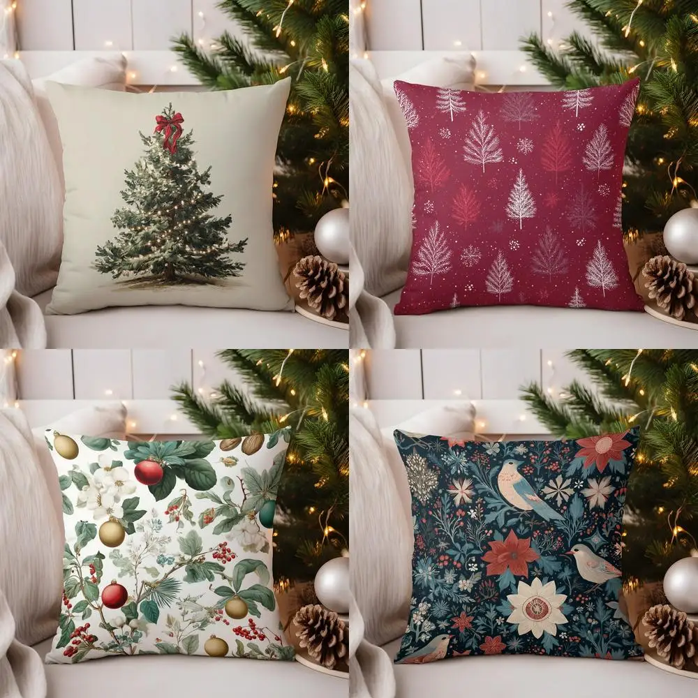 

Home Decor Christmas Tree with Lights Decorative Pillow Pattern Cushion Cover Suitable for Sofa Bedroom Car Pillow Cover