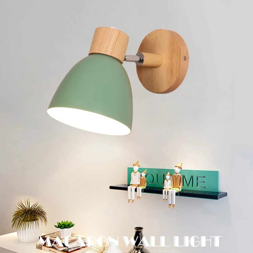 

Macaroon 6 Color Steering Head E27 85-285V Nordic Wall Lights Bedside Wall Sconce Modern Wall Light for Bedroom Nordic