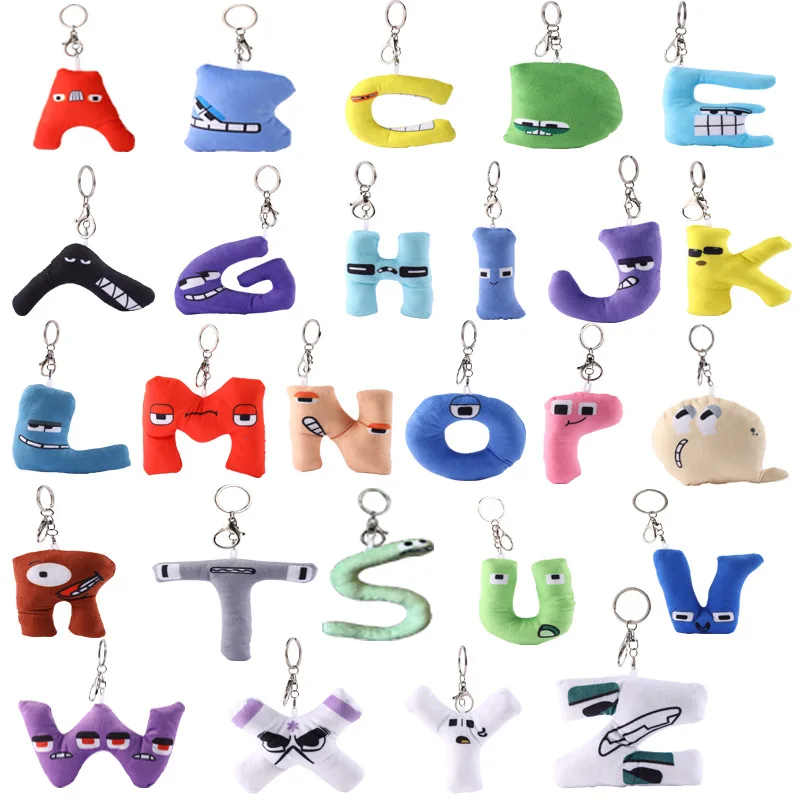 

26pcs/set Plush Alphabet Lore English Letter Keychain for Women Men Cute Cartoon Alphabet Animal Ornament Bag Pendant Key Chain