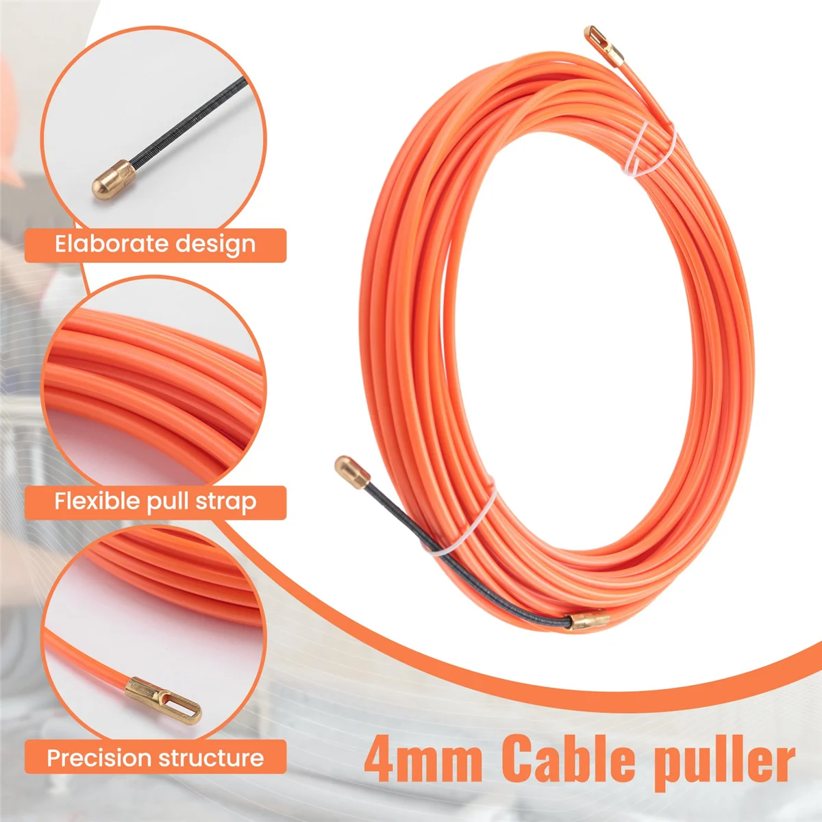 4Mm 15 metri dispositivo di guida arancione cavo elettrico in Nylon estrattori a spinta condotto serpente Rodder filo di nastro di pesce