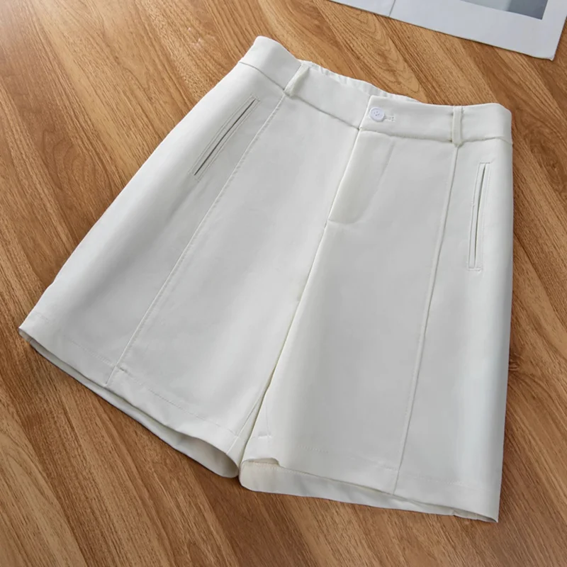 شورت بدلة صيفية للسيدات للملابس الخارجية، شورت مريح عالي الخصر للتخسيس متوسط الطول وضيق ورقيق وفضفاض بخمس نقاط