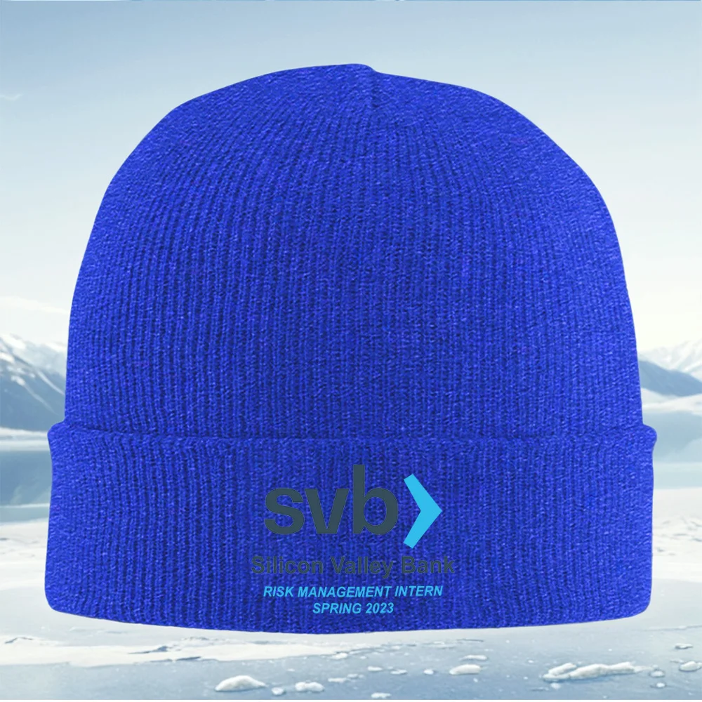 SVB flecha derecha logo diseño texto hombres mujeres unisex sombrero de punto gorro jersey invierno térmico cálido Navidad cicli