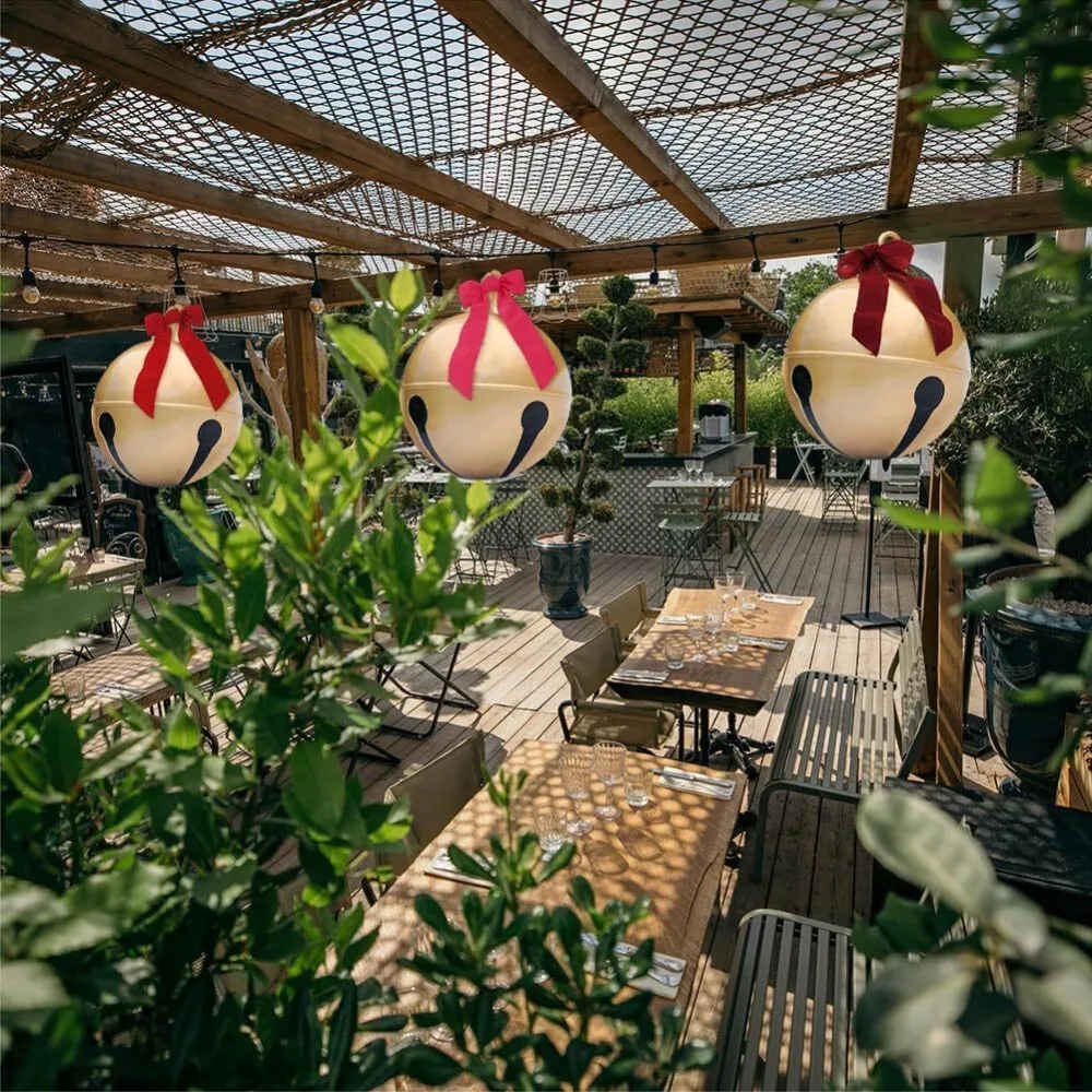 60cm 크리스마스 벨 풍선 공, 대형 PVC 풍선 장난감 공, 야외 가정 정원 장식용 징글 벨