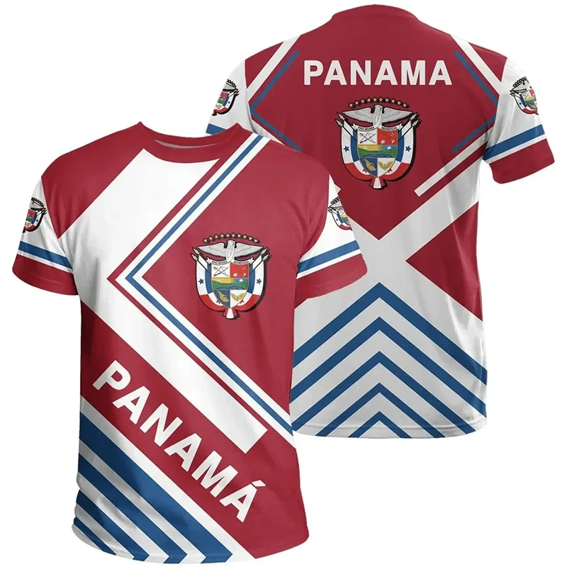 Fashion Panama Flag Pattern T Shirt For Men Sports Gym T-shirt Tops Summer Street 3D Printed Short Sleeves Casual Loose Tees