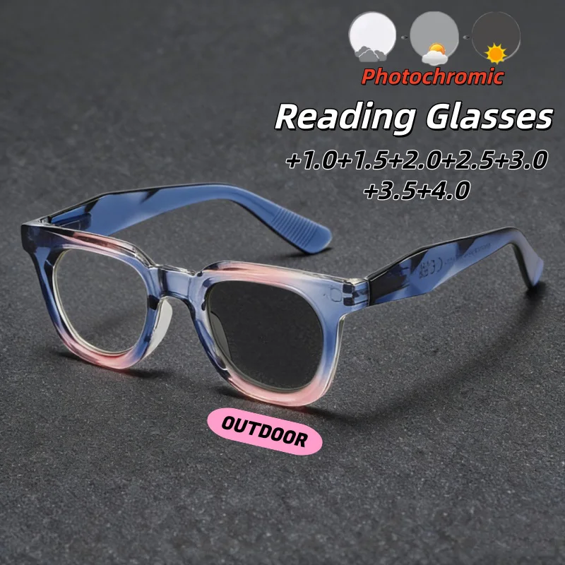 

Gradient Photochromic Presbyopia Glasses High Quality Anti-blue Light Fashionable High-definition Eyeglasses +1.0 To +4.0