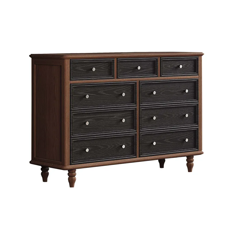 

solid wood chest French living room against the wall nine bucket storage cabinet bedroom bedside multi-functional locker