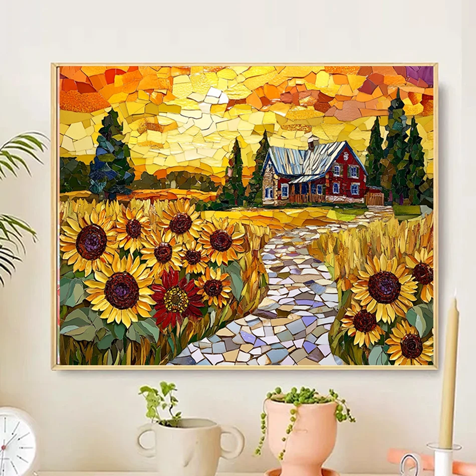 مجموعة الطلاء حسب الرقم للبالغين من RUOPOTY، زهور المناظر الطبيعية المؤطرة، لوحات فنية جدارية حديثة على أرقام علامات ألوان زيتية لتزيين المنزل #2