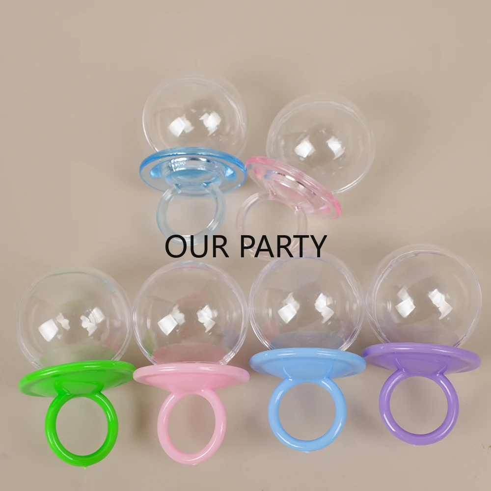 6Pcs Plastic Pacifier Nipple Candy Boxes Gender Reveal Theme Transparent Gift Packing Box for Baby Shower Birthday Party Decor