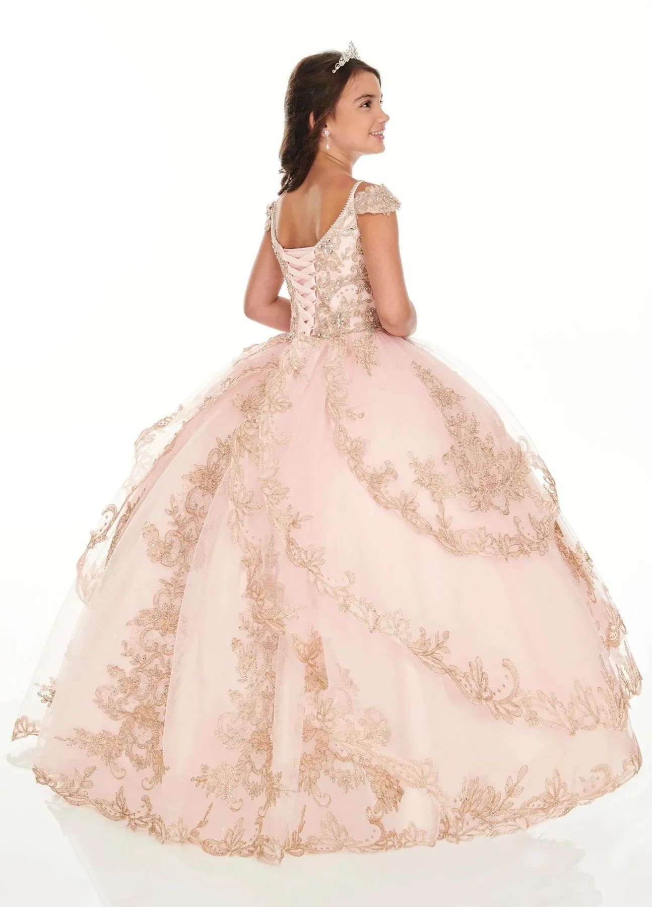 Pink Mini Quinceanera Dresses Mexican Ball Gown Tulle Appliques Flower Girl Dresses For Weddings Pageant Dresses Kids Baby