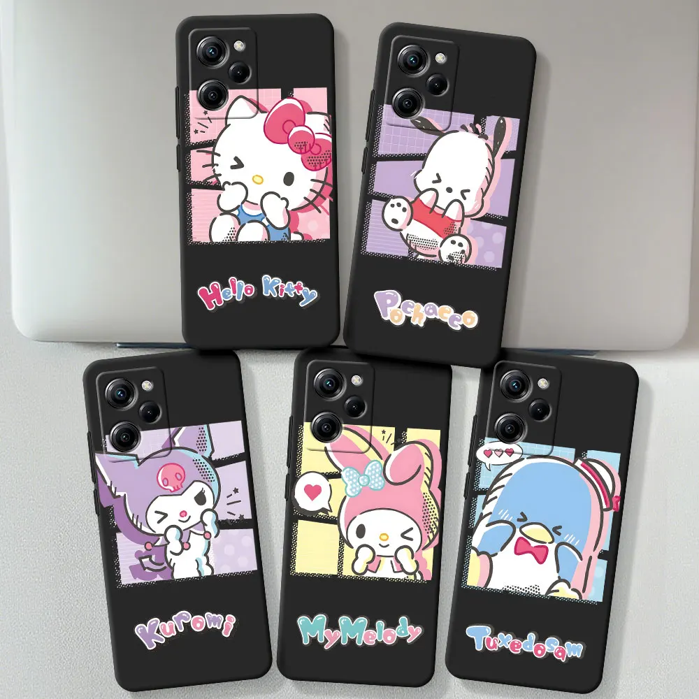Hello Kitty Pochacco Cute Case for Xiaomi Poco F7 M7 F5 X3 NFC X5 C65 M6 M4 X4 M3 Pro X2 Black TPU Phone Cover Funda Capa