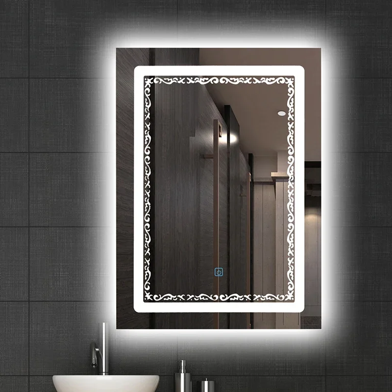 

Умное сенсорное настенное декоративное зеркало для ванной комнаты с LED-подсветкой и функцией антизапотевания, настраиваемое под заказ