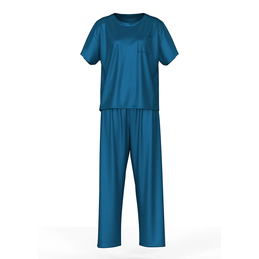 Dames ijszijde pyjamaset - zomer korte mouw en lange broek losse casual loungewear 3147 nieuwe collectie zacht comfortabel los