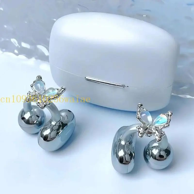 652F DIY Rhinestones Butterfly Earphone Accessory Ear Clip Metal Clip On Charm Design For Stylish Customization